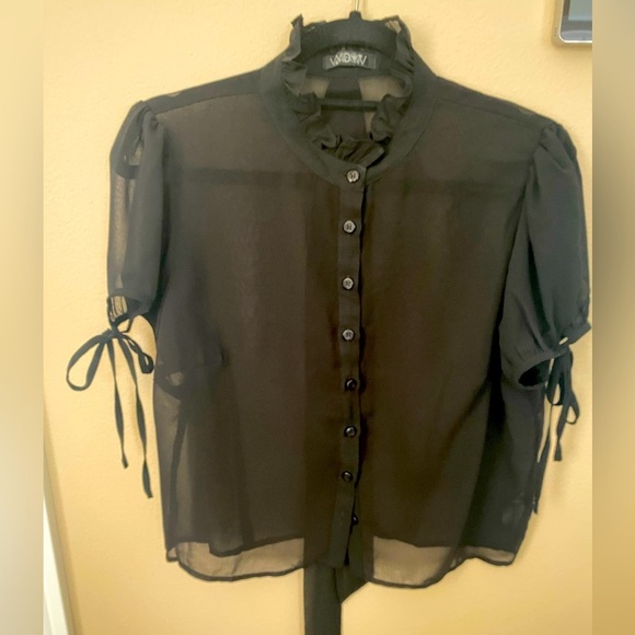 Widow Sheer Bow Blouse - Picture 4 of 7